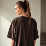 women-wearing-oversized-dark-brown-tshirt